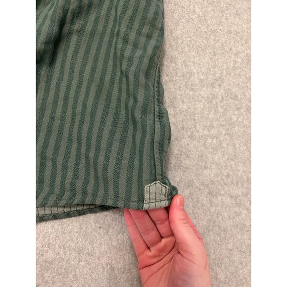 Free Assembly Button Up Shirt Mens L Long Sleeve Striped Organic Cotton Green - Picture 11 of 16